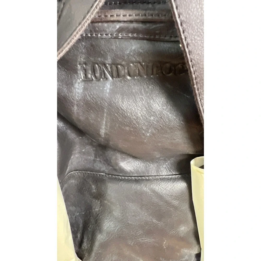 London Fog Backpack Womens Large Brown New Leather‎ Drawstring Buckle 90's